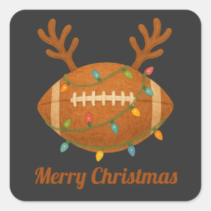 American Football Rentier Weihnachtsbeleuchtung Lu Quadratischer Aufkleber