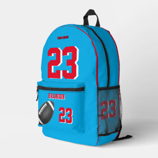 American Football Rucksack Himmelsblau-rote Tasche