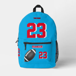 American Football Rucksack Himmelsblau-rote Tasche