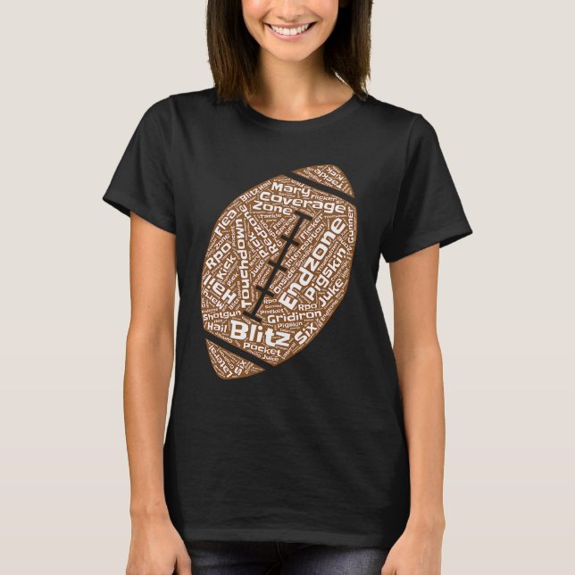 American Football Silhouette Ball Word Cloud Footb T-Shirt (Vorderseite)