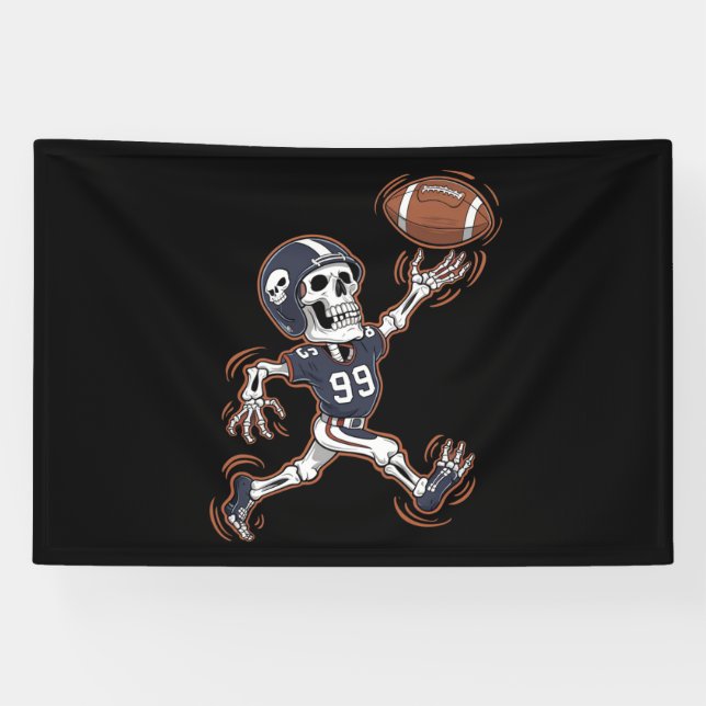 American Football Skeleton Halloween Football Banner (Horizontal)