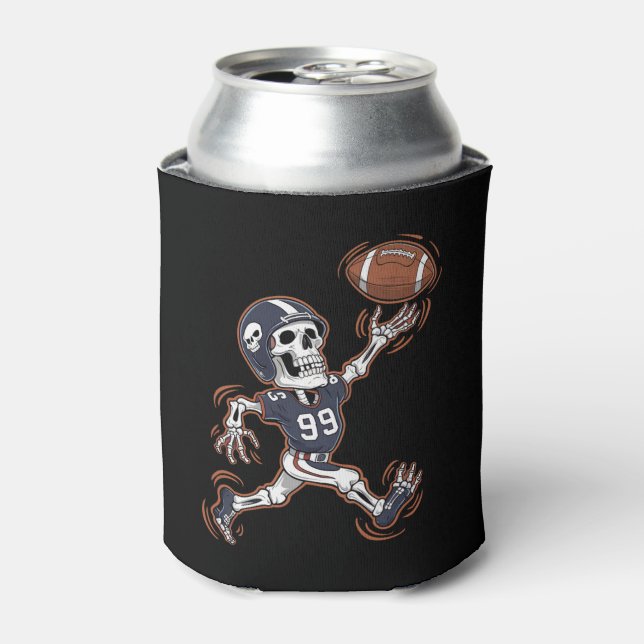 American Football Skeleton Halloween Football Dosenkühler (Kanne Vorderseite)