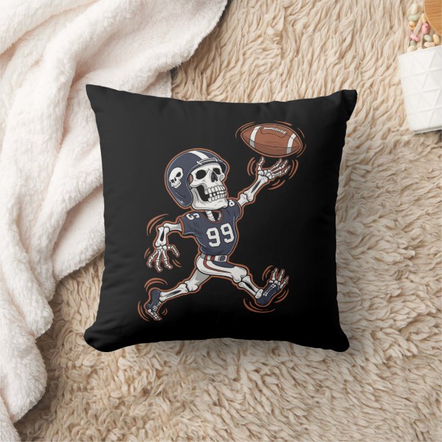 American Football Skeleton Halloween Football Kissen (Decke)