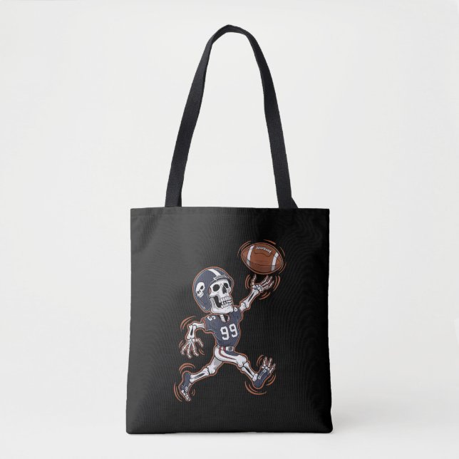 American Football Skeleton Halloween Football Tasche (Vorderseite)