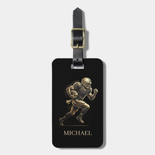 American Football Spieler personalisiertes Gold Gepäckanhänger