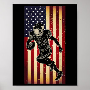 American-Football-Spieler USA-Flagge Stolz Footbal Poster