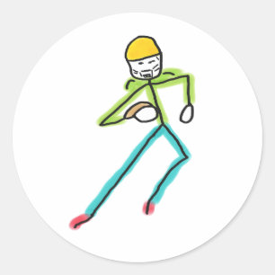 American Football Stickman Runder Aufkleber