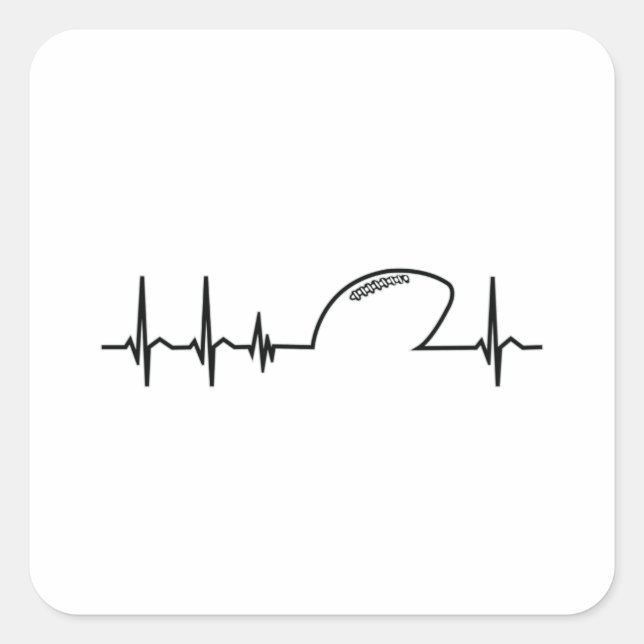 American Football Team Heartbeat Geschenkidee Quadratischer Aufkleber (Vorderseite)