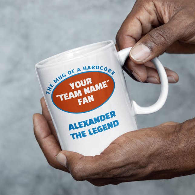 American Football Team Name Fan Blue Orange Kaffeetasse (NFL football fan personalized mug with your favorite team and your name.)