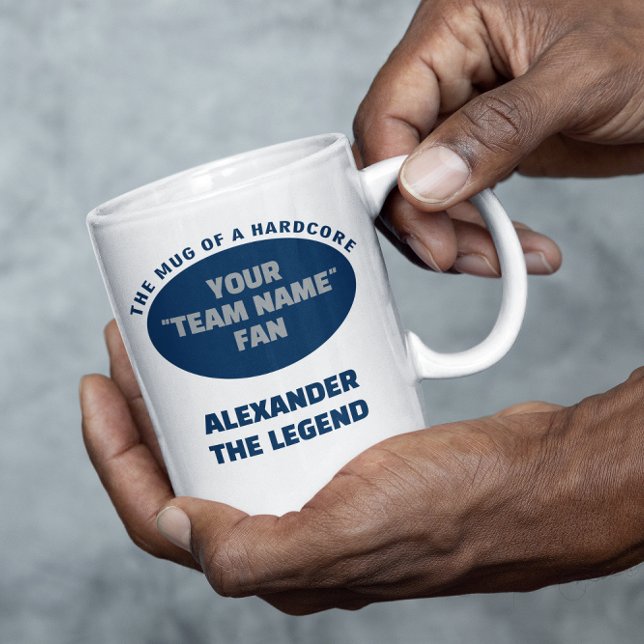 American Football Team Name Fan Blue Silver Kaffeetasse (American Football personalized mug in blue and silver. Add team and name.)