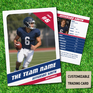 American Football Team Trading Card Red White Blue Telefonnummerkarte