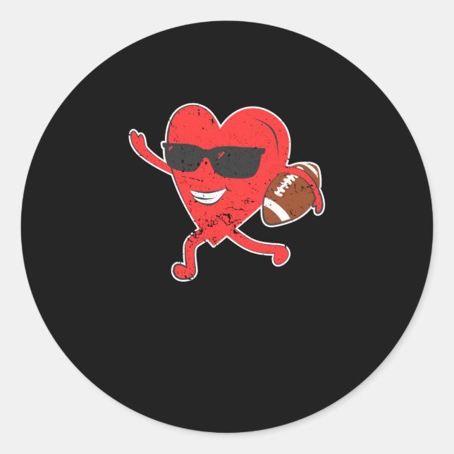 American Football Valentine's Day Liebe Sports Run Runder Aufkleber (Vorderseite)