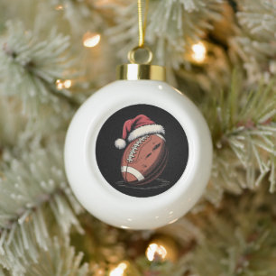 American Football Weihnachtsmannmütze Sports Weihn Keramik Kugel-Ornament