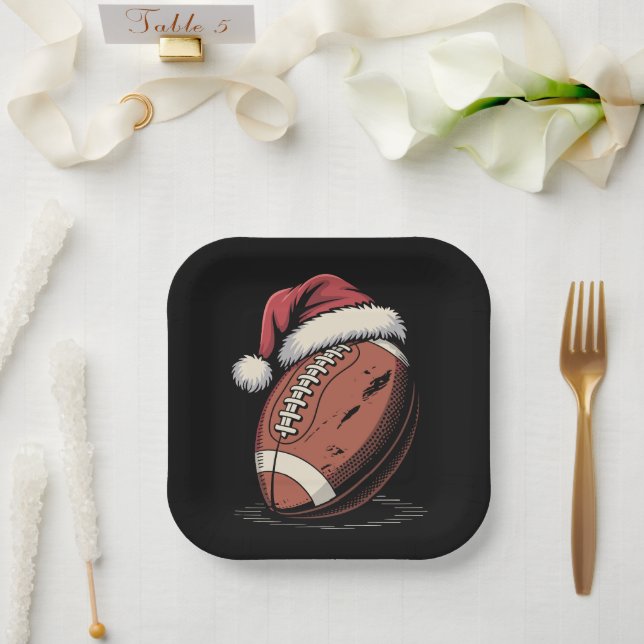 American Football Weihnachtsmannmütze Sports Weihn Pappteller (Hochzeit)