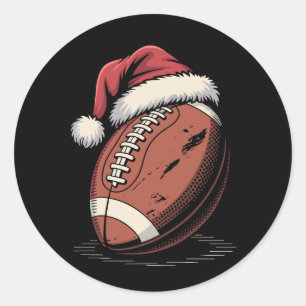 American Football Weihnachtsmannmütze Sports Weihn Runder Aufkleber