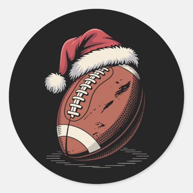 American Football Weihnachtsmannmütze Sports Weihn Runder Aufkleber (Vorderseite)