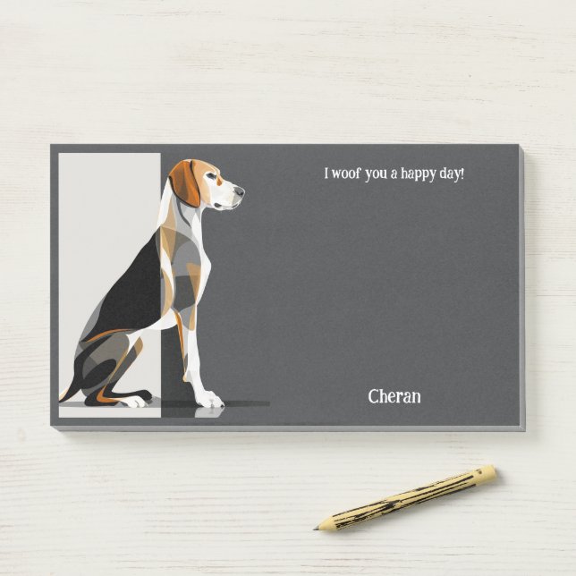American Foxhound Abstrakt Art Dog Name Post-it Klebezettel (Auf Schreibtisch)