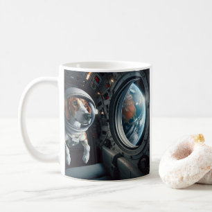 American Foxhound Astronaut in Outer Space Blue Kaffeetasse