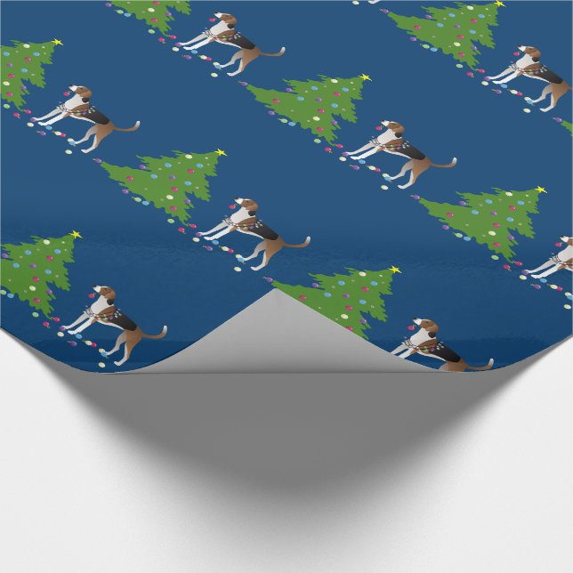 American Foxhound Christmas Design Geschenkpapier (Ecke)