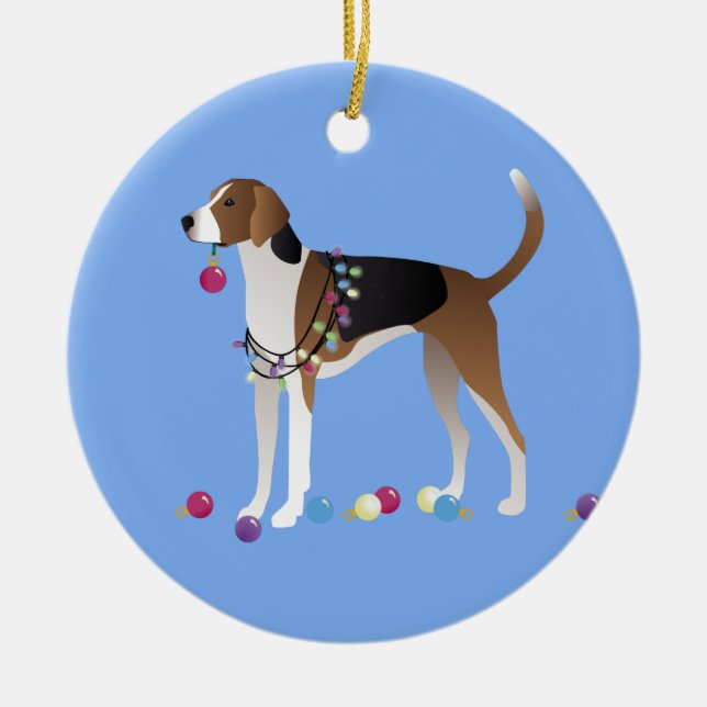 American Foxhound Christmas Design Keramikornament (Vorne)