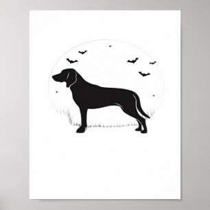 American Foxhound Dog - Halloween Moon Silhouette Poster
