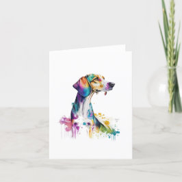 American Foxhound Dog in Watercolor & Pen Feiertagskarte