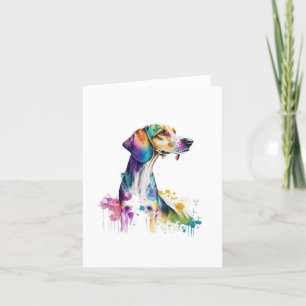 American Foxhound Dog in Watercolor & Pen Feiertagskarte