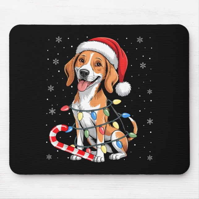American Foxhound Dog Ugly Christmas Candy Cane Tr Mousepad (Vorne)