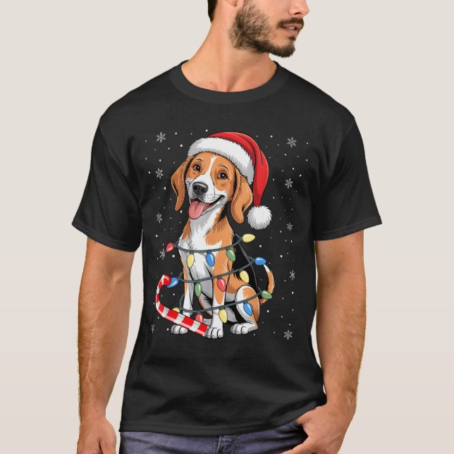 American Foxhound Dog Ugly Christmas Candy Cane Tr T-Shirt (Vorderseite)