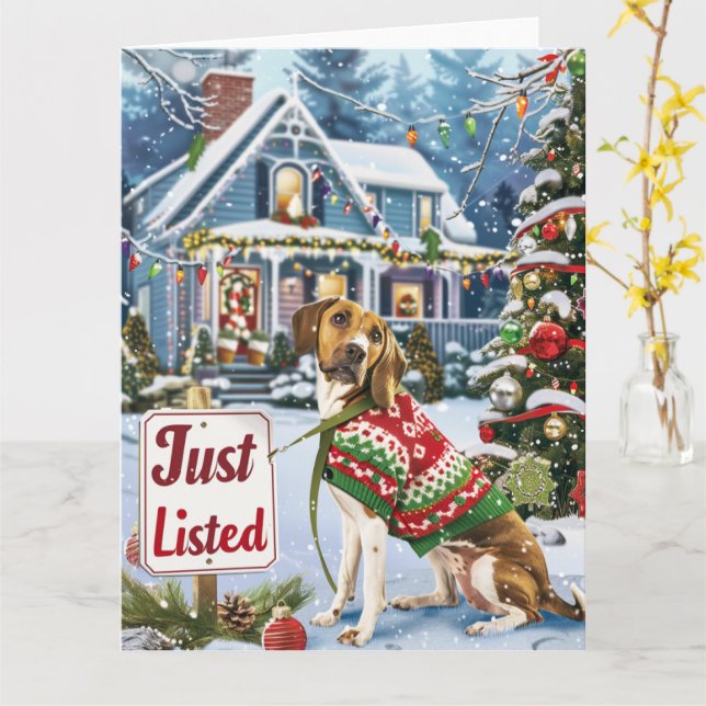 American Foxhound Festive Spaß Realtor Weihnachten Karte (Gelbe Blume)