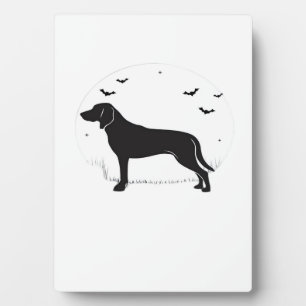 American Foxhound Hund � Halloween Mond Silhouette Fotoplatte