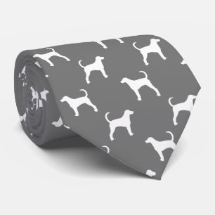 American Foxhound Hund Silhouetten Muster Grau Krawatte