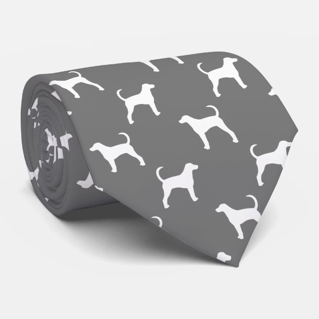 American Foxhound Hund Silhouetten Muster Grau Krawatte (Gerollt)