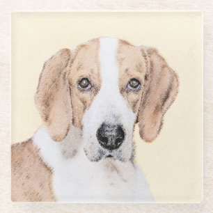 American Foxhound Painting - Niedliche Original Do Glasuntersetzer