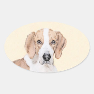 American Foxhound Painting - Niedliche Original Do Ovaler Aufkleber