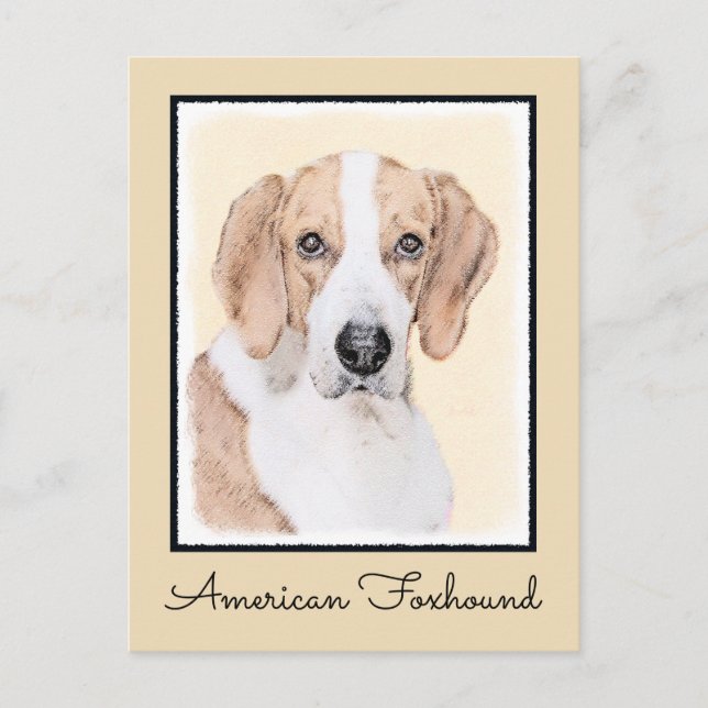 American Foxhound Painting - Niedliche Original Do Postkarte (Vorderseite)