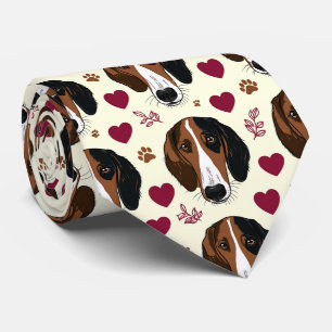 American Foxhound Valentine Hearts Muster Hund Krawatte