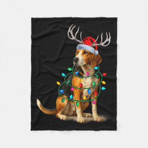 American Foxhound Weihnachtslichter Santa Hut Rind Fleecedecke