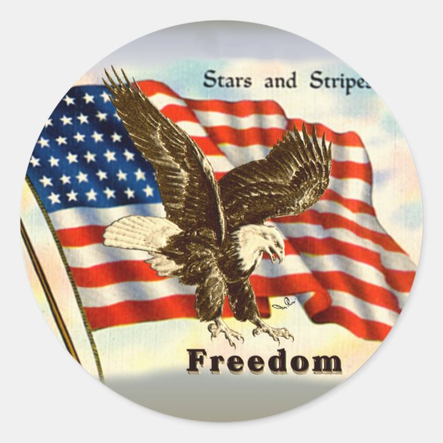 American Freedom Eagle 4. Juli 1776 Runder Aufkleber (Vorderseite)