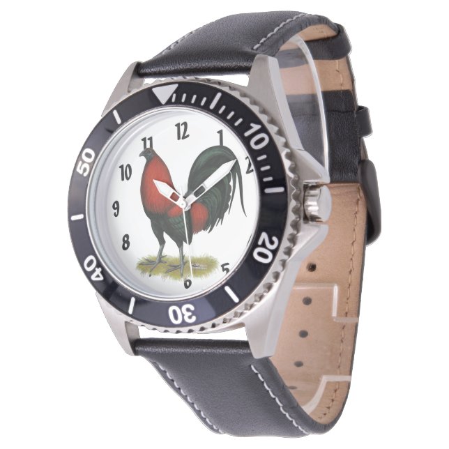 American Game BB Black Red Rooster Armbanduhr (Schrägansicht)