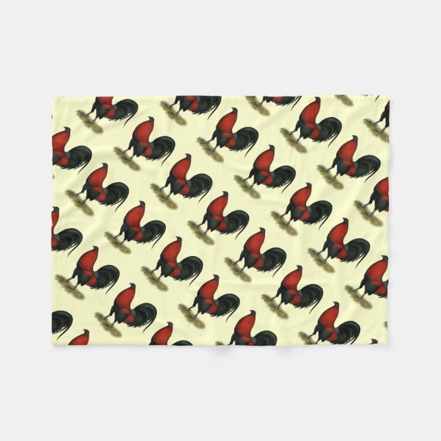 American Game BB Black Red Rooster Fleecedecke (Vorderseite (Horizontal))