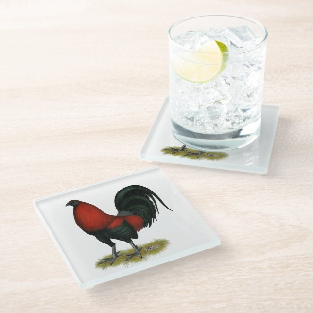American Game BB Black Red Rooster Glasuntersetzer (Schrägansicht)