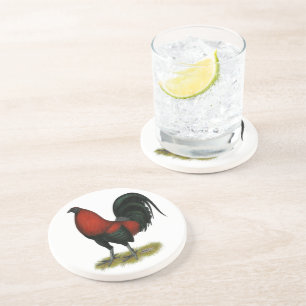 American Game BB Black Red Rooster Sandstein Untersetzer