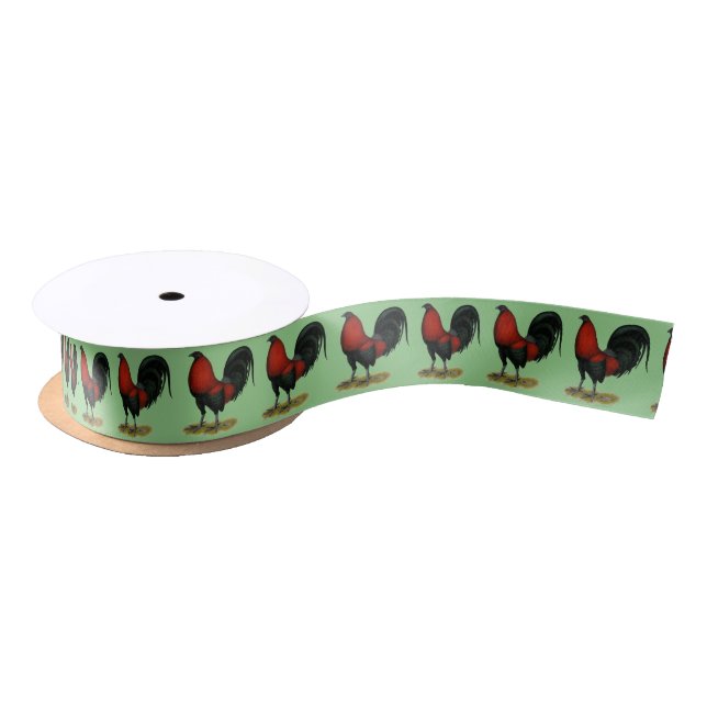 American Game BB Black Red Rooster Satinband (Spule)