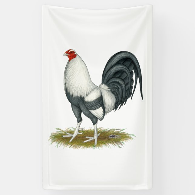 American Game Silver Blue Gamecock Banner (Vertikal)