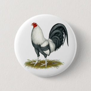 American Game Silver Blue Gamecock Button