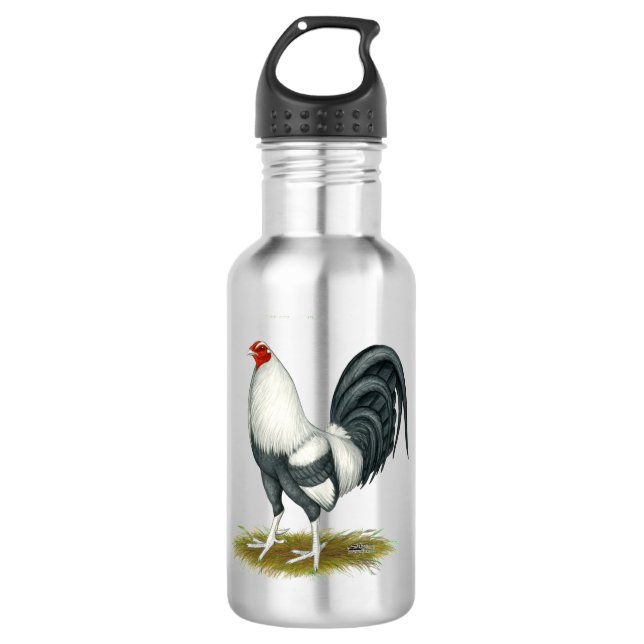 American Game Silver Blue Gamecock Edelstahlflasche (Vorderseite)