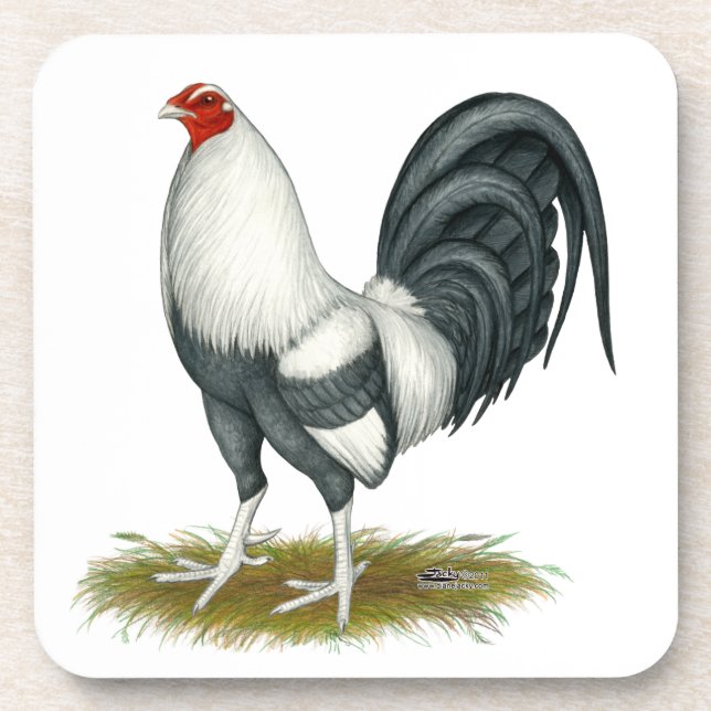 American Game Silver Blue Gamecock Getränkeuntersetzer (Vorderseite)