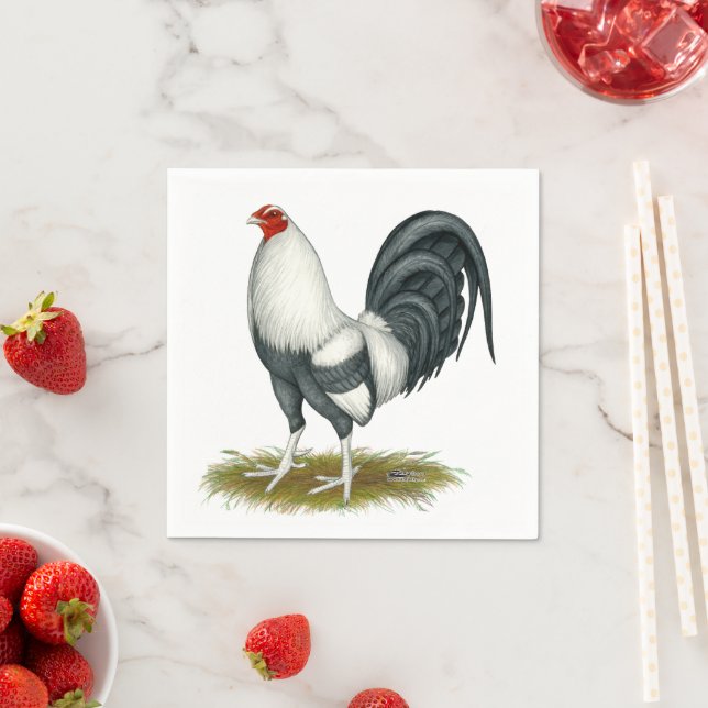 American Game Silver Blue Gamecock Serviette (Beispiel)