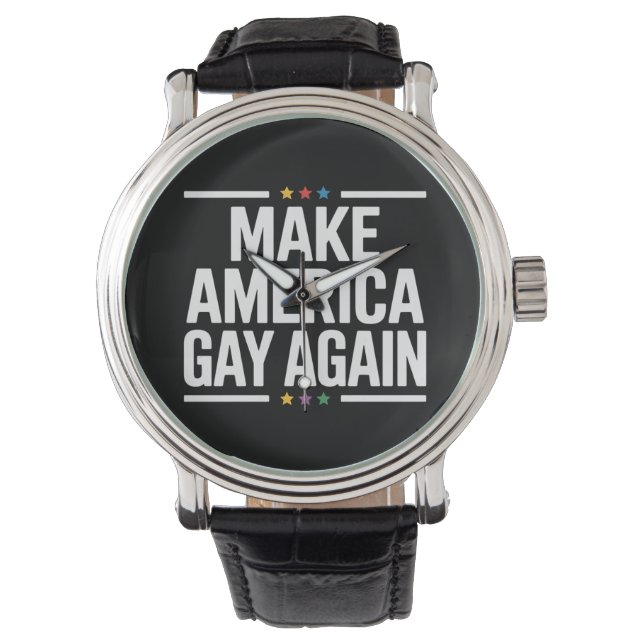 American Gay wieder Funny Gay Pride Monat Armbanduhr (Vorderseite)